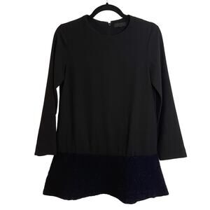 COS Navy and Black Wool Blend Long Sleeve Dress